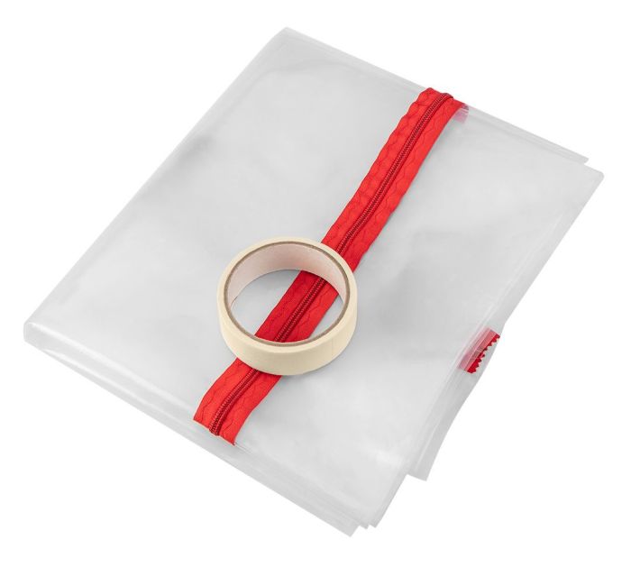 Пилозащитная шторка Neo Tools с замком L, 1230x2240мм, полиэтиле, боковой замок, прозрачная