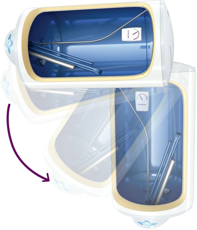 Водонагрівач електр. TESY Anticalc REV 100 круглий GCR 1004424D B14 TBRC, 100л, 2,4кВт, сухий тен, ун. монтаж, мех. кер-ння, C, білий