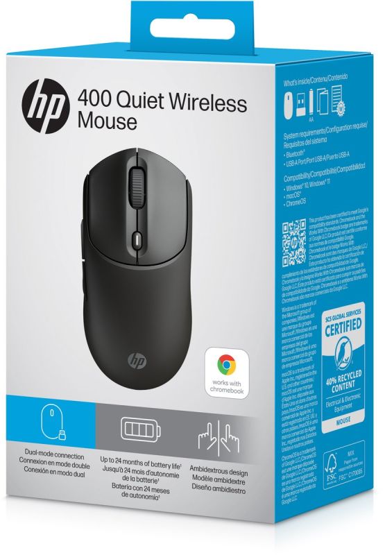 HP Mouse 400 Quiet, WL/BT, black