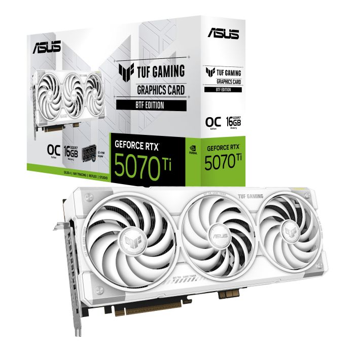 ASUS Graphic Card GeForce RTX 5070 TI 16GB GDDR7 OC TUF-RTX5070TI-O16G-BTF-WHITE