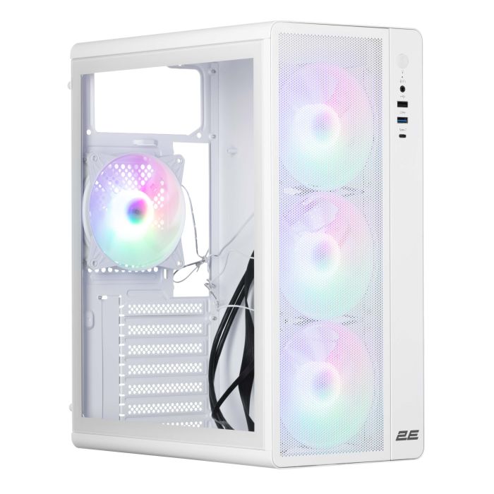 Корпус 2E GAMING Credo Plus V510W без БЖ, 1xUSB3.0, 1х USB 2.0, 1xUSB Type-C, 4x120мм RGB Rainbow, VGA 310мм, TG Side Panel, ATX, білий