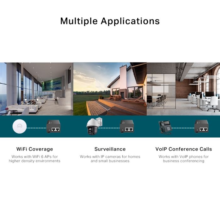 Інжектор PoE TP-LINK TL- 1x2.5GE, 1x2.5GE PoE, 30Вт TP-Link POE260S