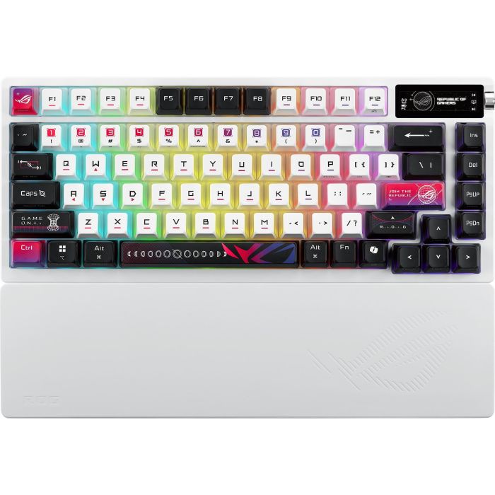 Keyboard mechanical ASUS ROG Azoth X 81key, NX Snow, USB-A/WL/BT, EN, RGB, white