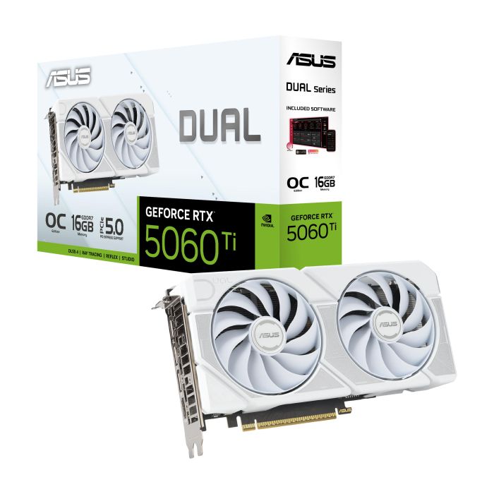Видеокарта ASUS GeForce RTX 5060 TI 16GB GDDR7 OC DUAL-RTX5060TI-O16G-WHITE белый