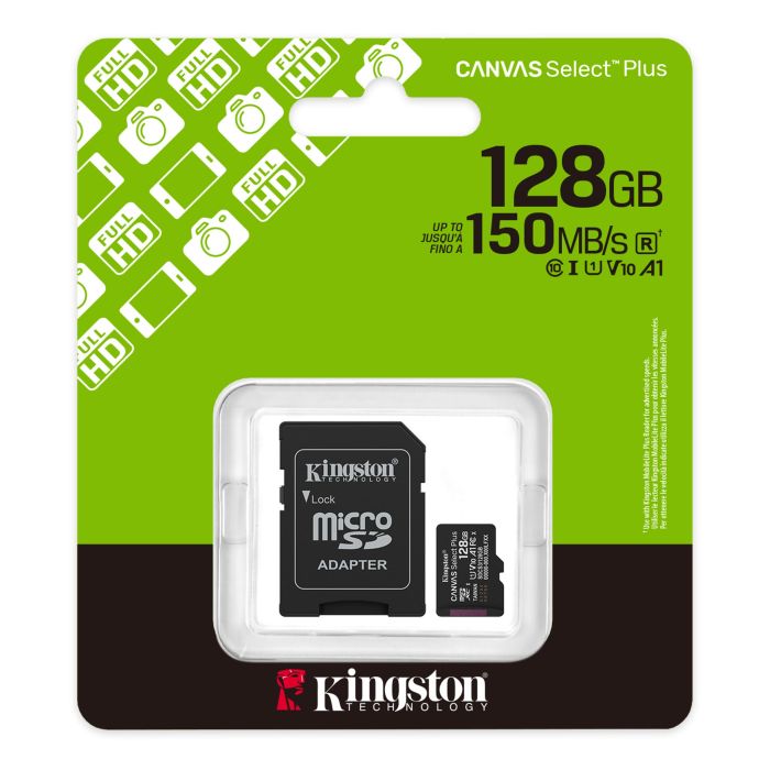 Kingston microSD  128GB C10 UHS-I A1 V10 R150MB/s + SD
