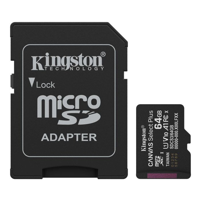 Карта пам'яті Kingston microSD   64GB C10 UHS-I A1 V10 R100MB/s + SD