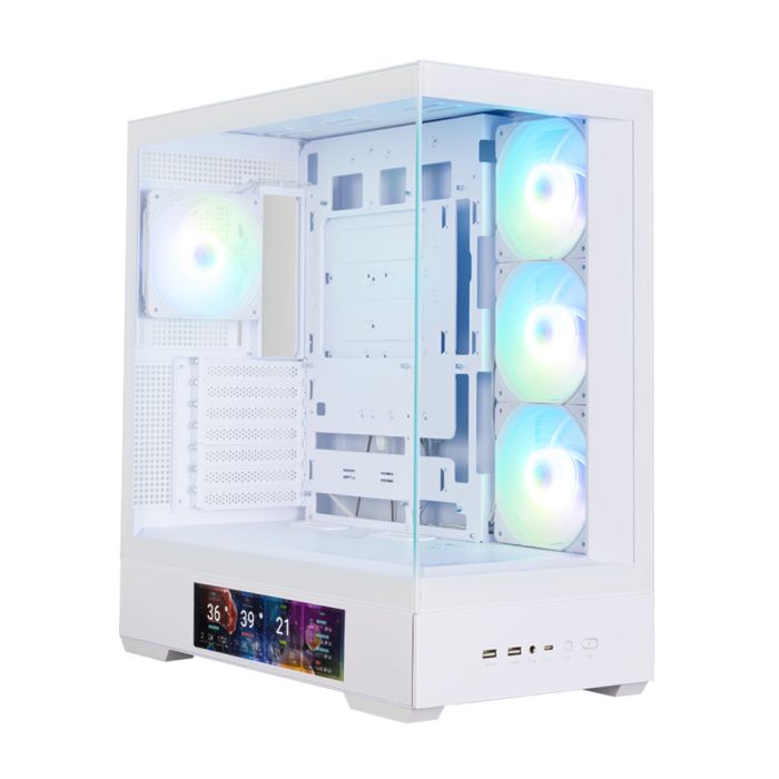 Корпус Zalman P40 DS без БП, 2xUSB3.0, 1x Type C, 3x120мм ARGB Reverse,  1x120мм ARGB, VGA 420мм, LCS ready, TG Side/Front Panel, Display, ATX, белый