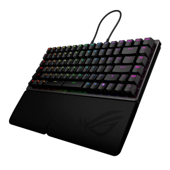 Клавіатура механічна ASUS ROG Falcata split, 83key, Magnetic Switch, USB-A/WL/BT, EN, RGB, чорний