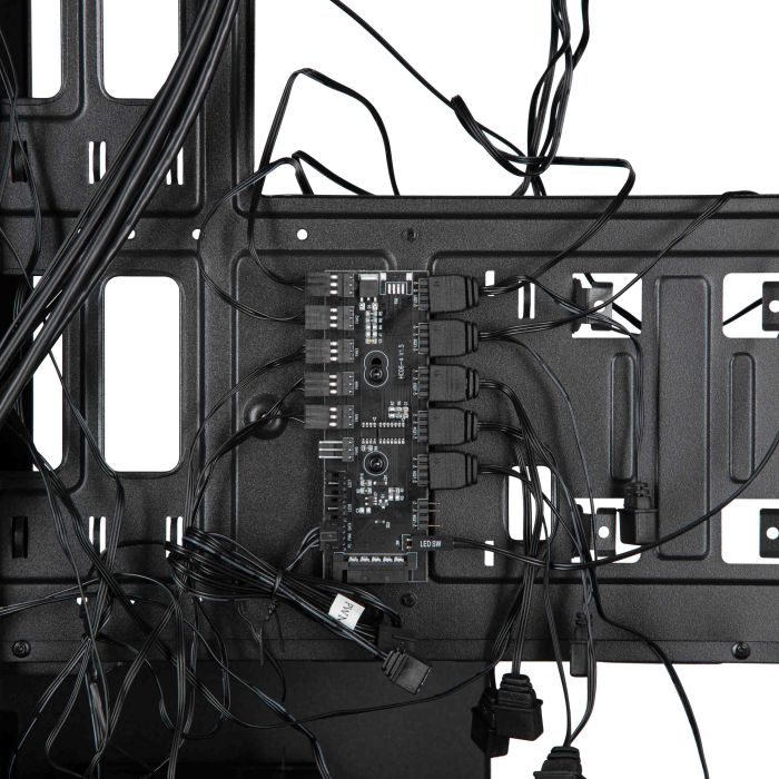 Корпус 2E GAMING Aruba G3313B, без БЖ 1xUSB3.0, 2xUSB2.0, 5x120мм ARGB, VGA 300мм, LCS ready, HUB, TG Side Panel, ATX, чорний