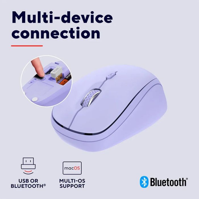 Мышь Trust Yvi+ Compact Multi-Device, WL/BT/USB-A, фіолетовий