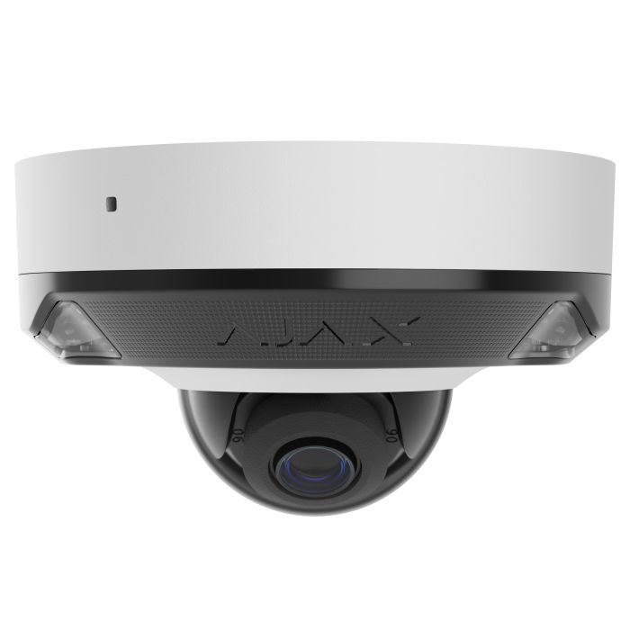 IP-Камера дротова Ajax DomeCam Mini HL white, 5мп, 2.8мм, гібридне підсвічування IR 15м, білий Led 15м, Poe, True WDR, IP 65, ІЧ 15м, аудіо, кут огляду 100° до 110°, міні купольна, біла