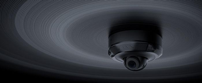 IP-Камера дротова Ajax DomeCam Mini HL black, 8мп, 2.8мм, гібридне підсвічування IR 15м, білий Led 15м, Poe, True WDR, IP 65, ІЧ 15м, аудіо, кут огляду 100° до 110°, міні купольна, чорна