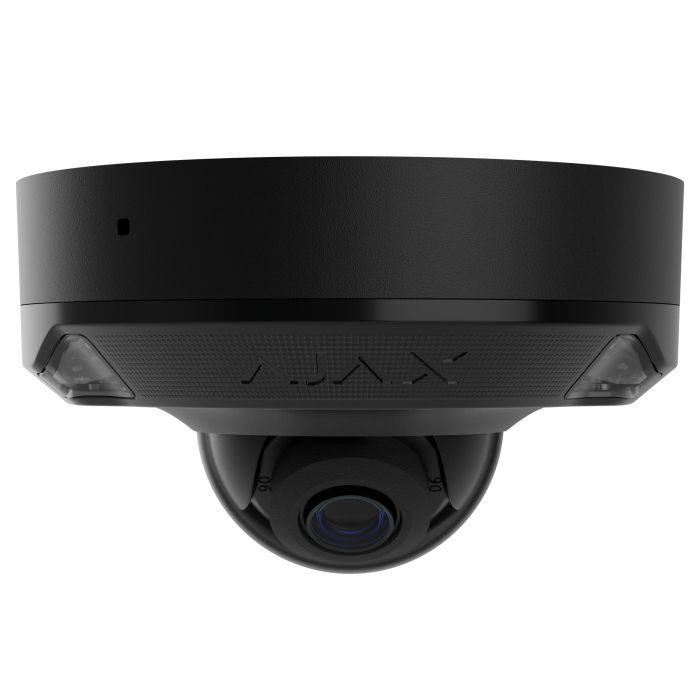 IP-Камера дротова Ajax DomeCam Mini HL black, 8мп, 4мм, гібридне підсвічування IR 15м, білий Led 15м, Poe, True WDR, IP 65, ІЧ 15м, аудіо, кут огляду 75° до 85°, міні купольна, чорна