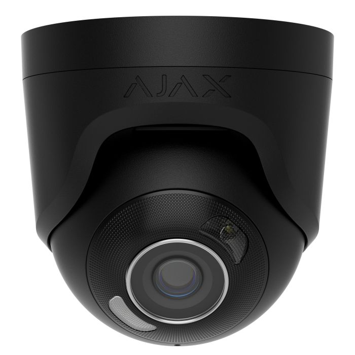 IP-Камера проводная Ajax TurretCam HL black, 5Мп, 2.8мм, гибридная подсветка IR 50м, белый Led 50м, PoE, True WDR, IP65, ИК 50м, аудио, угол обзора 100°–110°, купольная, чёрная