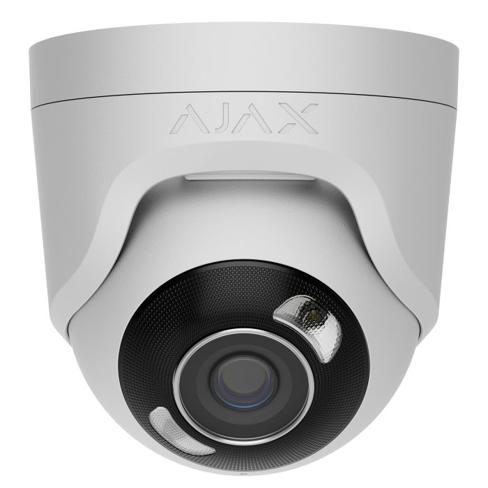 IP-Камера дротова Ajax TurretCam HL white, 5мп, 4мм, гібридне підсвічування IR 50м, білий Led 50м, Poe, True WDR, IP 65, ІЧ 50м, аудіо, 75° до 85°, купольна, біла
