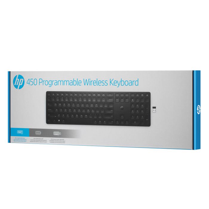 Клавиатура мембранная HP 450 Programmable, 108key, WL, EN/UK, чёрный