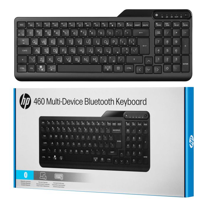 Клавиатура мембранная HP 460 Multi-Device 102key, BT, EN/UK, чёрный