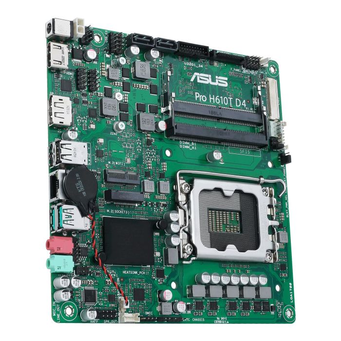 Материнcька плата ASUS PRO H610T-CSM s1700 H610 2xDDR5 M.2 HDMI DP LVDS Thin mITX