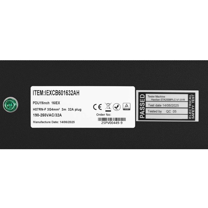 Устройство распределения электропитания MIRSAN MXB, 2U, 16A, 1Ph, 16 гибридных розеток (C13-C19), черный