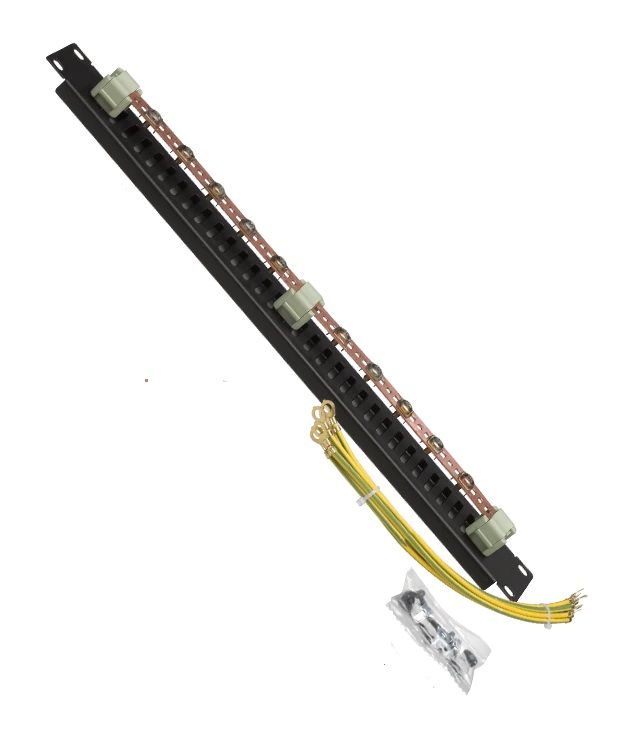 Шина заземления MIRSAN 19", 1U, черная