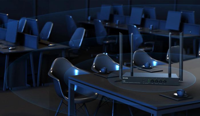 TENDA WiFi Router  Hotspot AC1200 4xGE (1xGE WAN, 2xGE LAN/WAN, 1xGE LAN) Tenda W18E