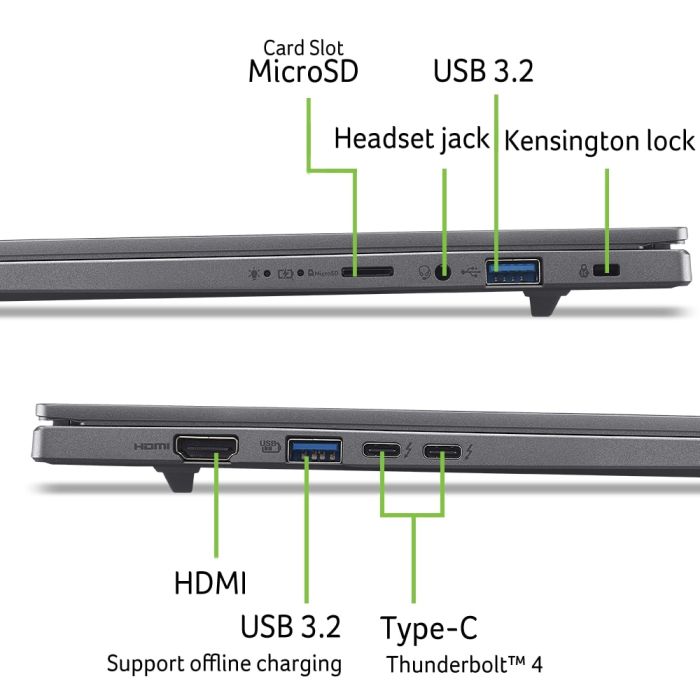 Acer Aspire 16 A16-52M 16" WUXGA+ OLED, Intel U5-226V, 16GB, F1TB, UMA, Lin, gray