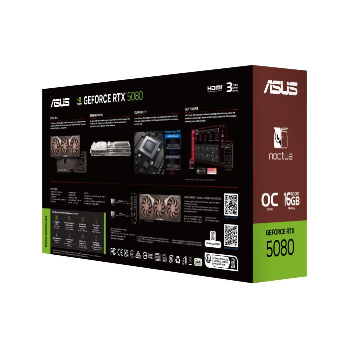 Видеокарта ASUS GeForce RTX 5080 16GB GDDR7 OC RTX5080-O16G-NOCTUи