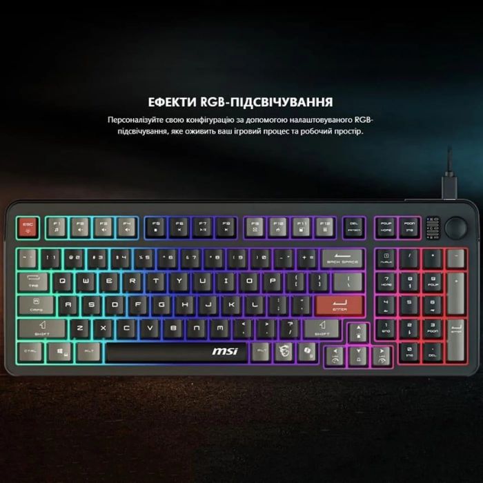 MSI Keyboard membrane MSI FORGE GK110 UA 98key, USB-A, EN/UKR/RU, LED, black