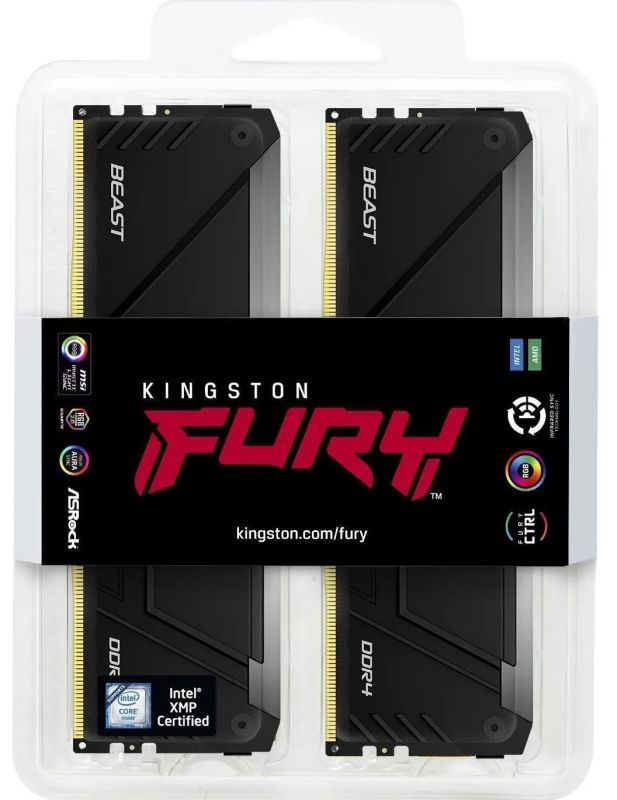 Memory Kingston DDR4 16GB KIT (8GBx2) 3200 FURY Beast RGB
