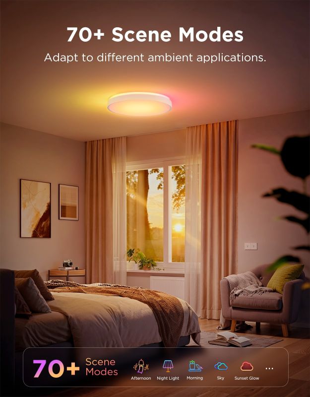 Потолочный свитильник Govee 38cm Smart Ceiling Light Pro, RGBICWW, WI-FI/Bluetooth, білий
