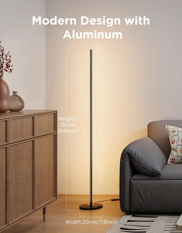 Торшер розумний Govee H8076 Govee Floor Lamp lite, 1000Lm, RGBWW+RGBIC+WW, WI-FI/Bluetooth, чорний