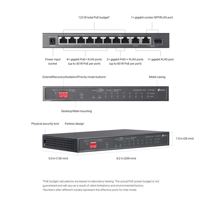 Комутатор TP-LINK   10xGE (PoE), 1xSFP, 123Вт, Некерований TP-Link TL-SG1210PP
