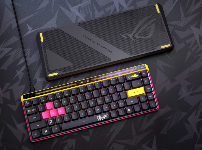 Клавіатура механічна ASUS ROG Falchion Ace HFX, 68key, HFX Magnetic Switches, USB-A, EN, RGB, ZywOo Ed.