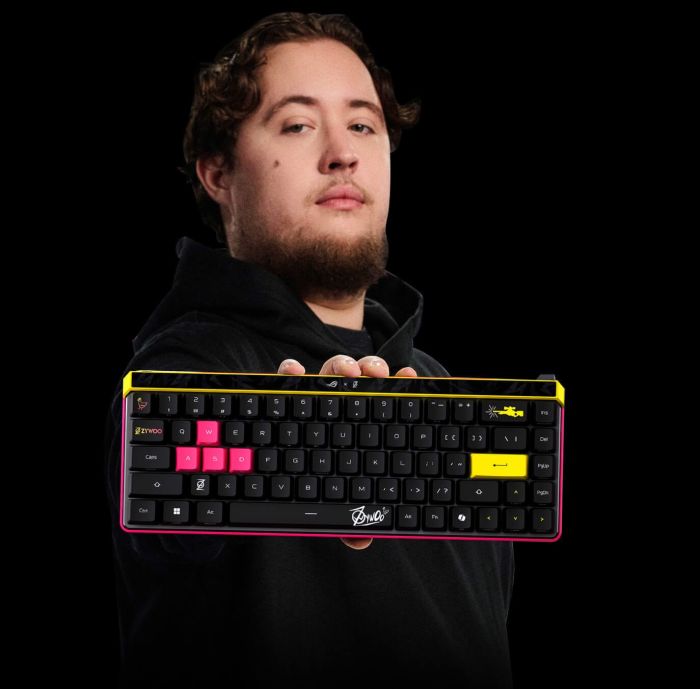 Клавіатура механічна ASUS ROG Falchion Ace HFX, 68key, HFX Magnetic Switches, USB-A, EN, RGB, ZywOo Ed.