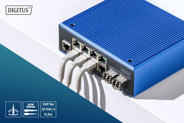 Патч-корд DIGITUS CAT 6a S-FTP, 0.5м, AWG 32/7, Cu, TPE-LSZH, гнучкий, сірий