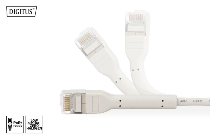 Патч-корд DIGITUS CAT 6a S-FTP, 0.3м, AWG 32/7, Cu, TPE-LSZH, гнучкий, сірий