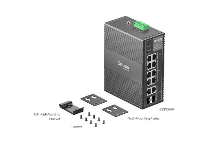 Промышленный коммутатор TP-LINK  8xGE (PoE), 120W, 2xGE/SFP, WebSmart1xSFP WebSmart TP-Link IES210GPP