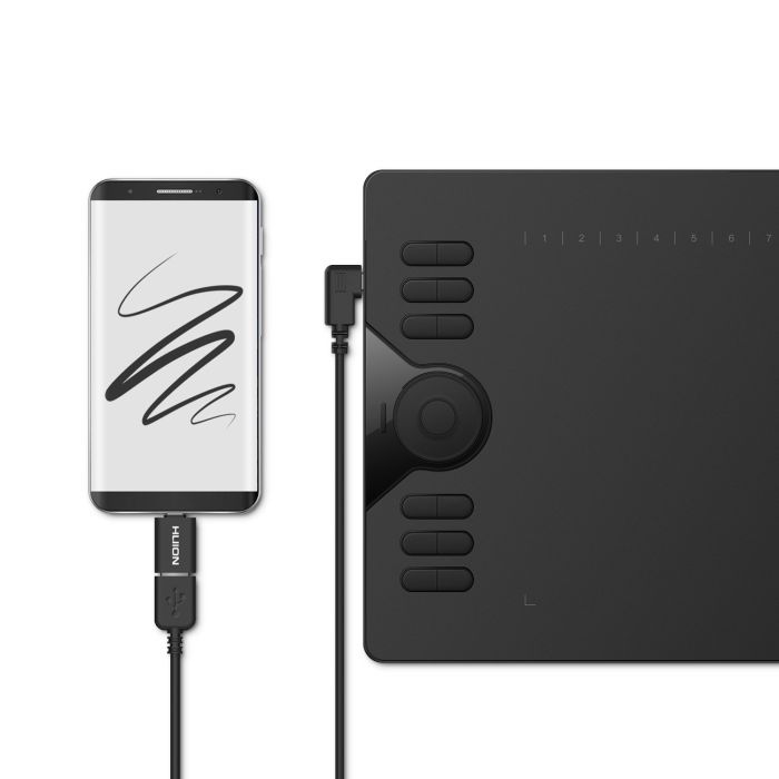 Графічний планшет  10"x6.25" , microUSB, чорний Huion HS610