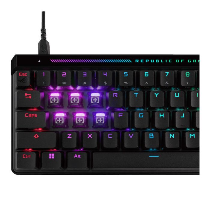 Клавиатура механическая ASUS ROG Falchion Ace HFX, 68key, HFX Magnetic Switches, USB-A, EN/UK, RGB, чёрный