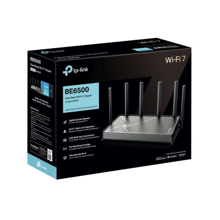 Маршрутизатор TP-LINK Archer BE400 BE6500, 3xGE LAN, 1x2.5GE LAN, 1x2.5GE WAN, 1xUSB3.0 MESH