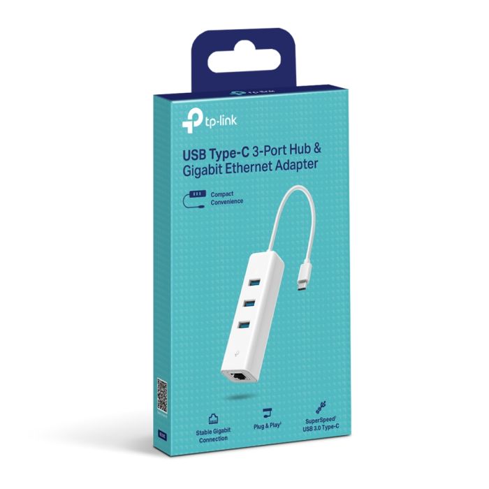 Мережевий адаптер TP-LINK UE330С 1xGE, 3xUSB3.0, USB-С