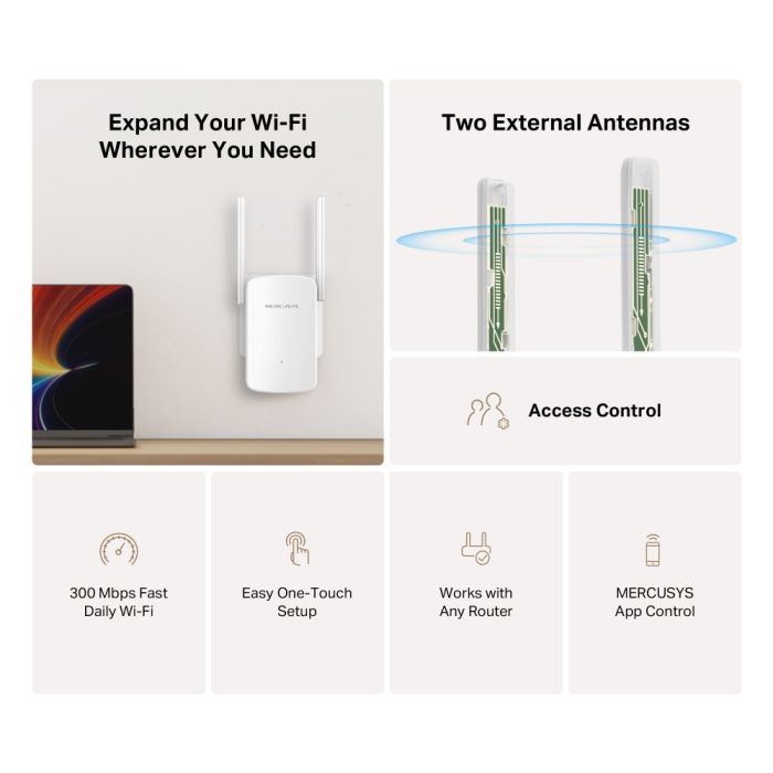 Розширювач покриття WiFi MERCUSYS  N300 Mercusys ME12