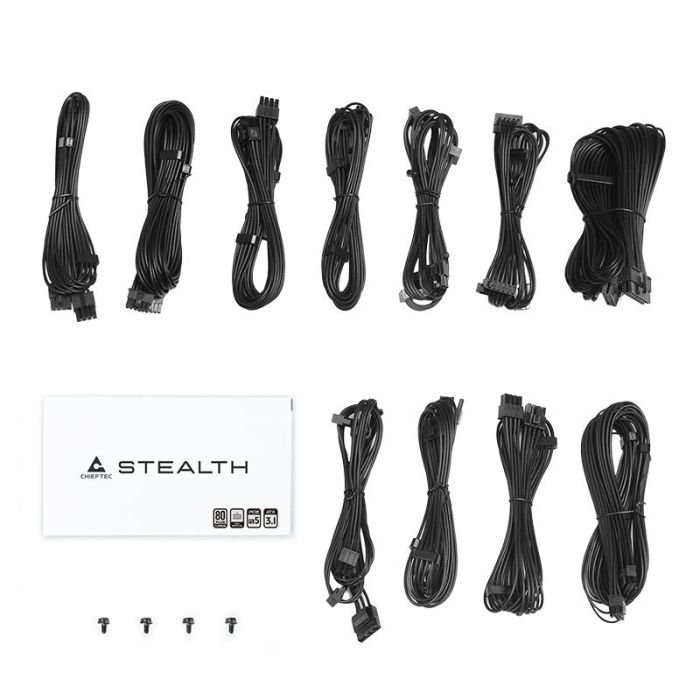 Блок живлення CHIEFTEC Stealth (1200W), >92%, 80+ Platinum, 135мм FDB, 1xMB 24pin(20+4), 2xCPU 8pin(4+4), 2xMolex, 10xSATA, 3xPCIe 8pin(6+2), 2xPCIe GEN5 16pin, Fully Modular