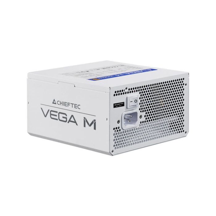 Блок живлення CHIEFTEC Vega M  (750W), >90%, 80+ Gold, 135мм FDB, 1xMB 24pin(20+4), 2xCPU 8pin(4+4), 3xMolex, 6xSATA, 4xPCIe 8pin(6+2), 1xPCIe GEN5 16pin, Fully Modular, White