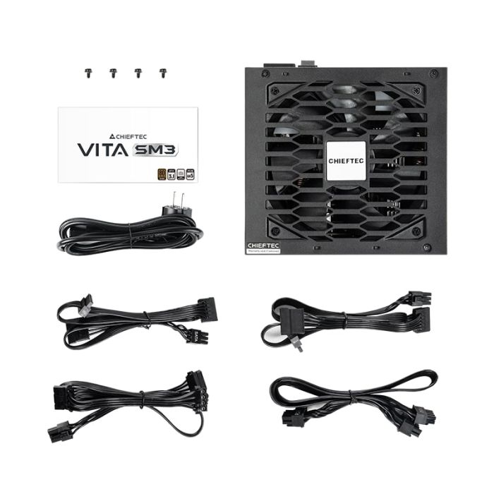 Блок питания CHIEFTEC Vita SM3  (750W), >85%, 80+ Bronze, 120мм, 1xMB 24pin(20+4), 2xCPU 8pin(4+4), 3xMolex, 6xSATA, 4xPCIe 8pin(6+2), 1xPCIe GEN5 16pin, Modular