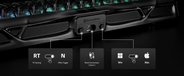 Клавиатура механическая GravaStar Mercury V75 80keys, Magnetic Jade Pro, 8K, USB-A, RGB, Stealth Black