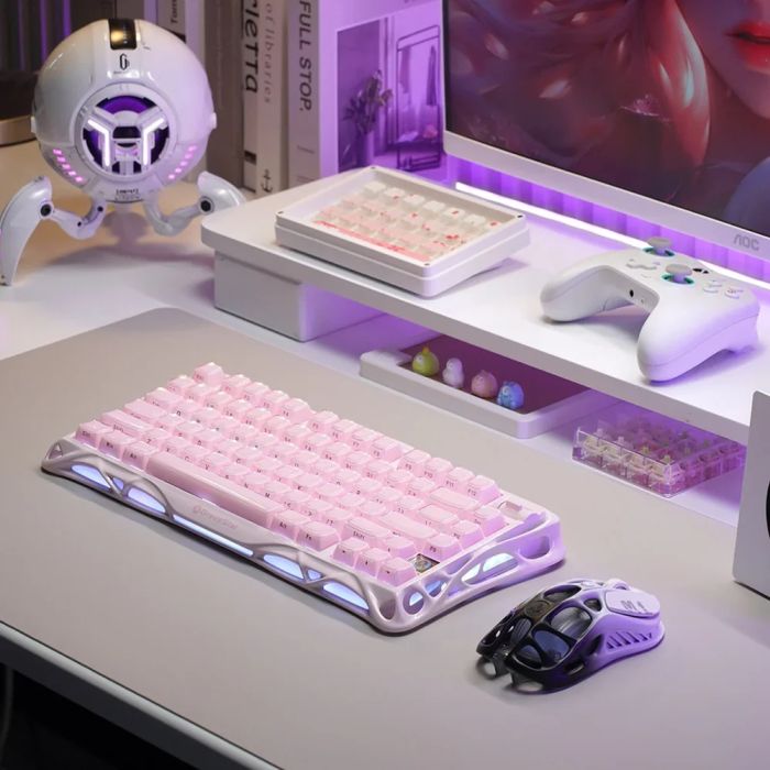 Клавиатура механическая GravaStar Mercury K1 80keys, GravaStar x Kailh Cheery Pink, EN, BT/WL/USB, Sakura Pink