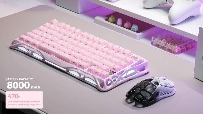 Клавиатура механическая GravaStar Mercury K1 80keys, GravaStar x Kailh Cheery Pink, EN, BT/WL/USB, Sakura Pink