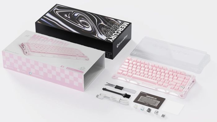 Клавиатура механическая GravaStar Mercury K1 80keys, GravaStar x Kailh Cheery Pink, EN, BT/WL/USB, Sakura Pink