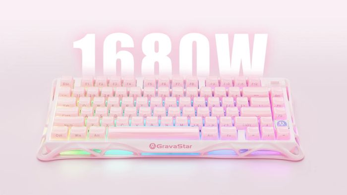 Клавиатура механическая GravaStar Mercury K1 80keys, GravaStar x Kailh Cheery Pink, EN, BT/WL/USB, Sakura Pink